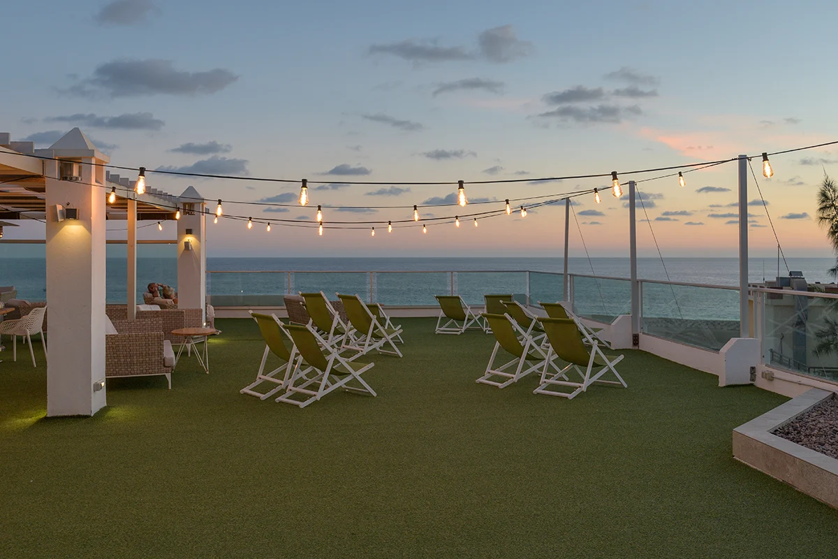Vistas al atardecer desde el Rooftop Fergus Cactus Garden