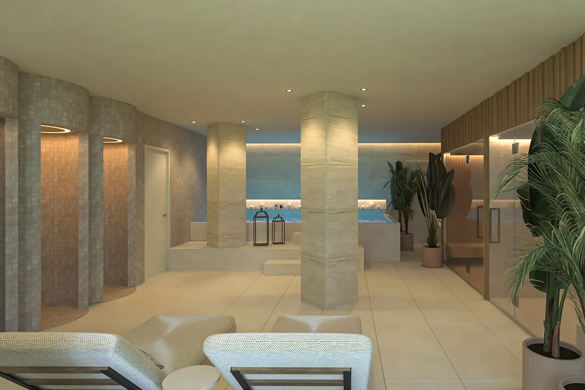 Spa con tumbonas del Fergus Style Palma Beach