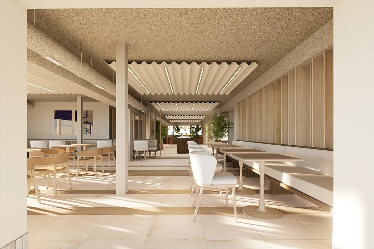 Moderno comedor del restaurante del Fergus Style Palma Beach