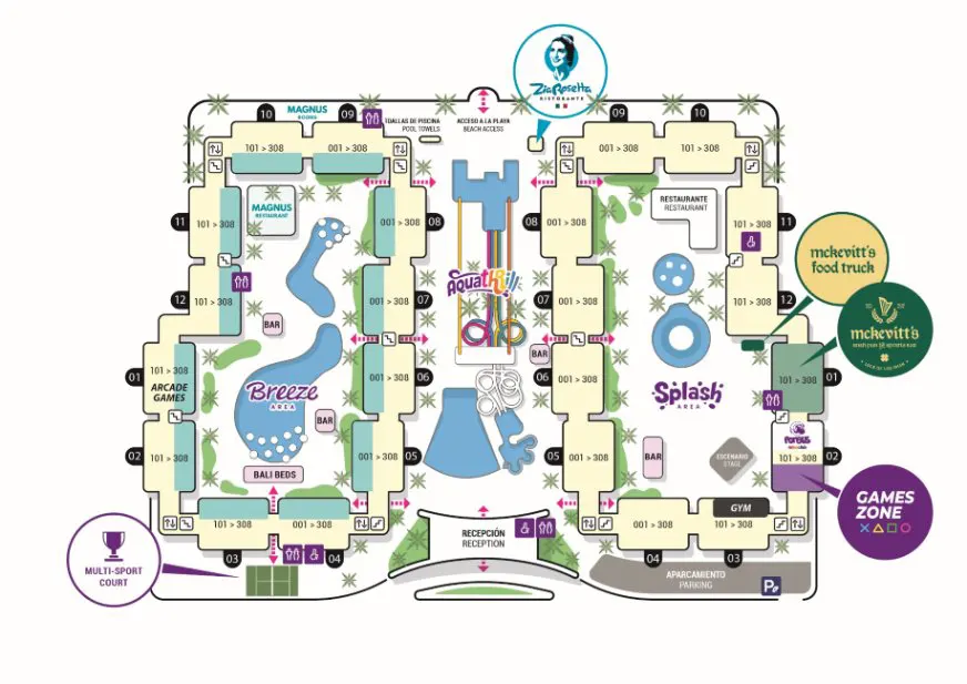 Mapa del hotel Fergus Club Mallorca Waterpark by Fergus