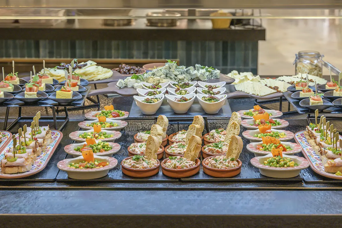 Variety of dishes Variety of cold dishes at the Buffet Restaurant in Fergus Puerto de la Cruz Hotel
