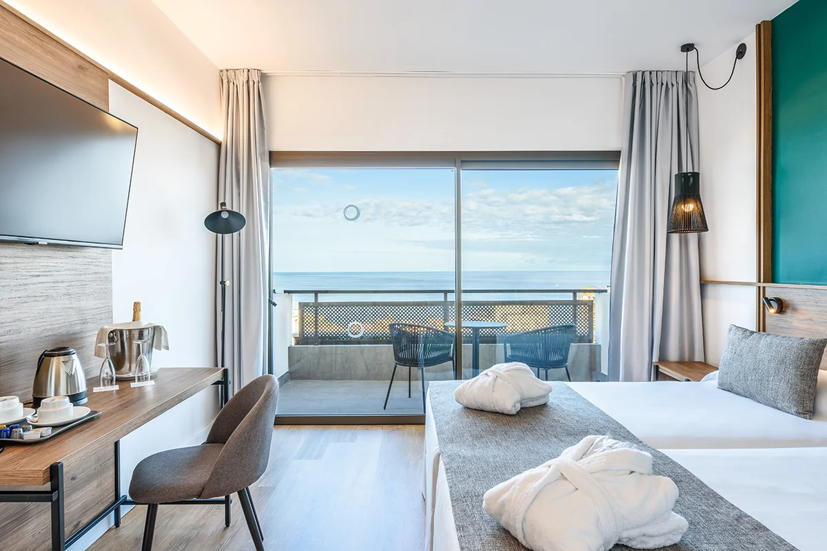 Terrace with sea views from Magnus room at Fergus Puerto de la Cruz