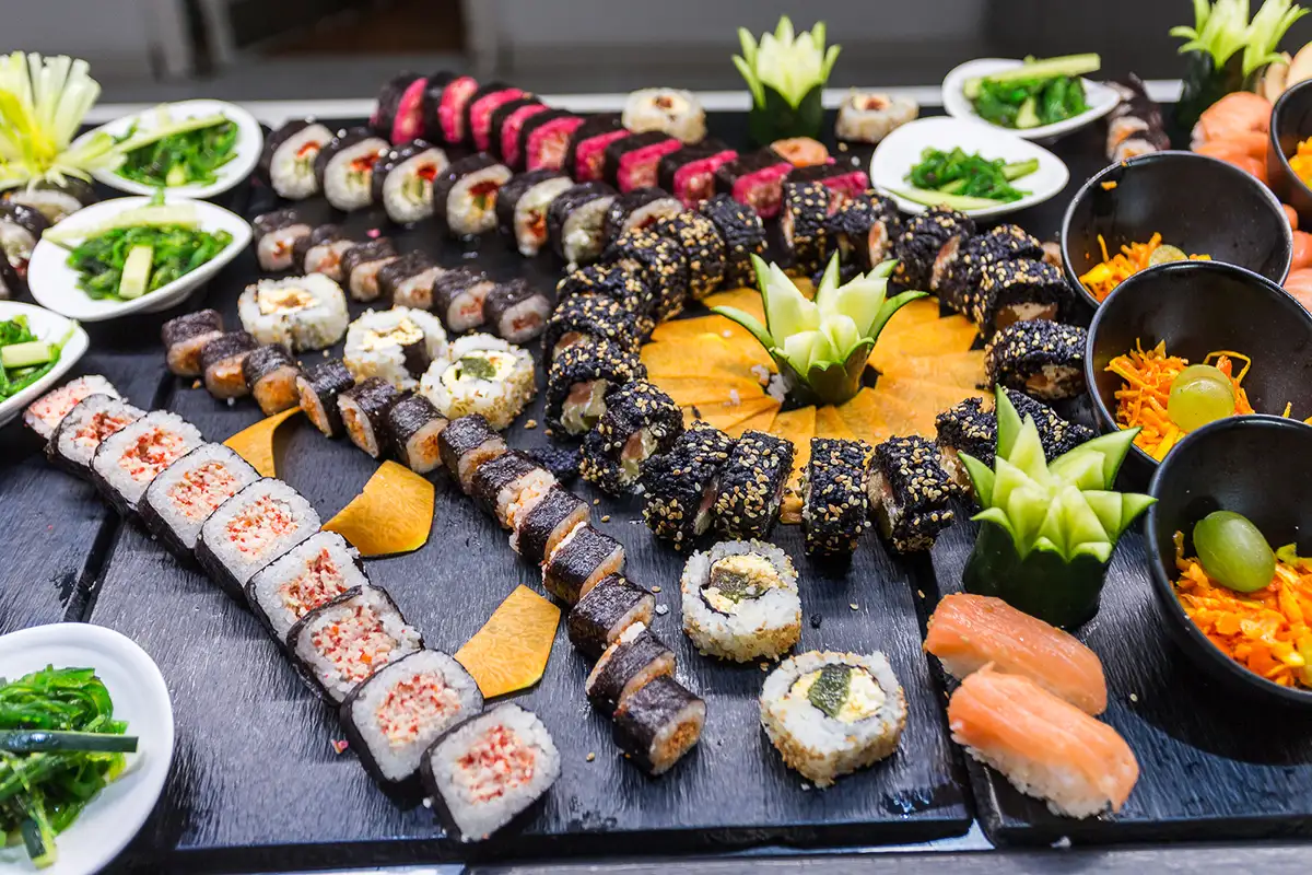 Varied sushi Delicious and varied sushi at the restaurant