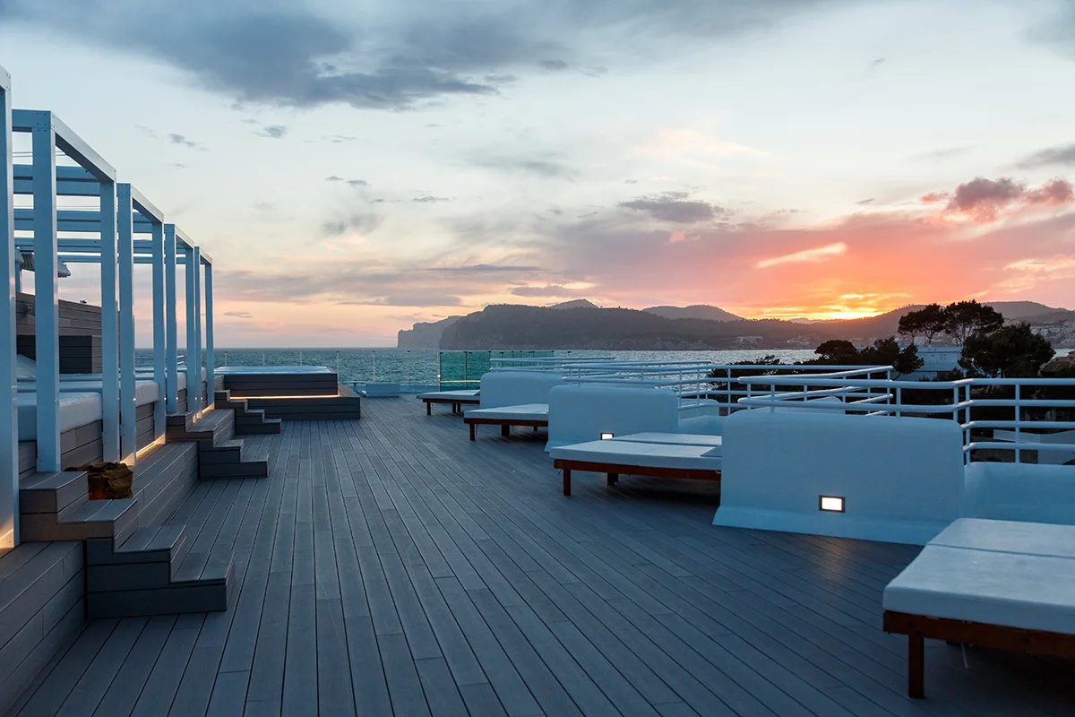 sunset in the rooftop Rooftop On the white terrace sunset