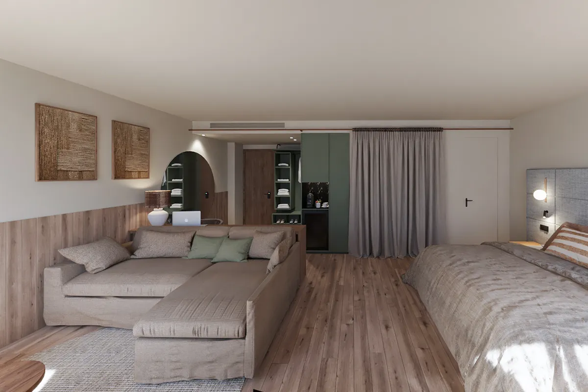 Armario con corner coffe y equipamiento Armario con corner coffe y equipamiento para la Junior Suite con terraza y jacuzzi del Fergus Style Palma Beach